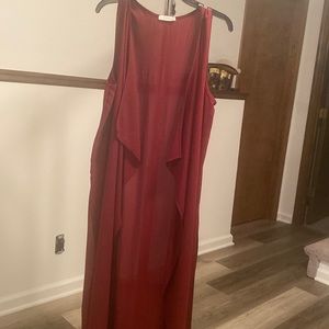 Large Maroon longline vest with side slits